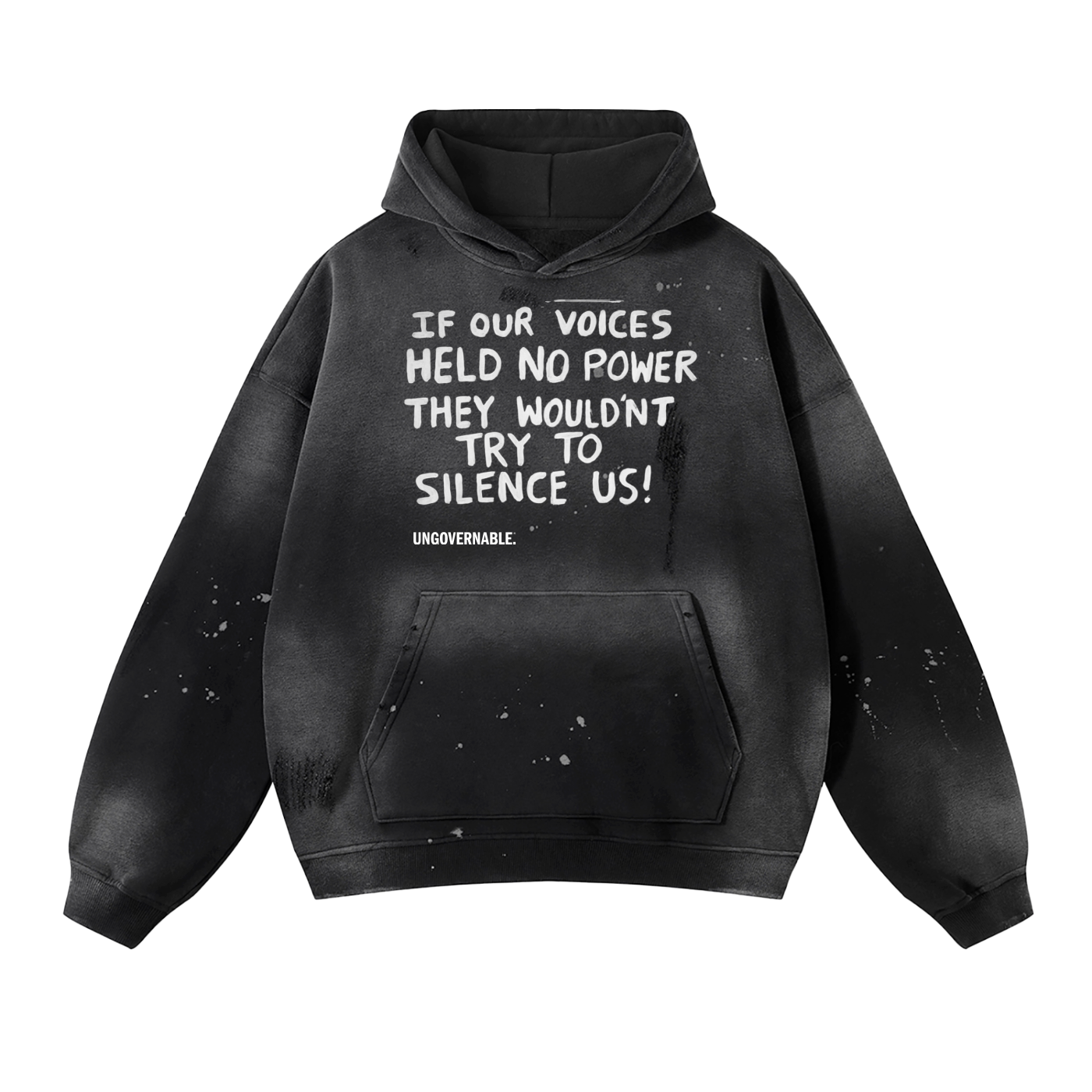 Never Silent - Vintage Washed Frayed Fleece Hoodie